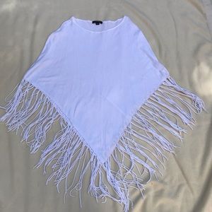 White fringed lightweight poncho